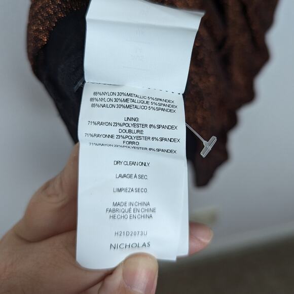 NWT Nicholas Umber Mockneck Cut Out Jersey Olympia Mini Dress - Picture 9 of 11